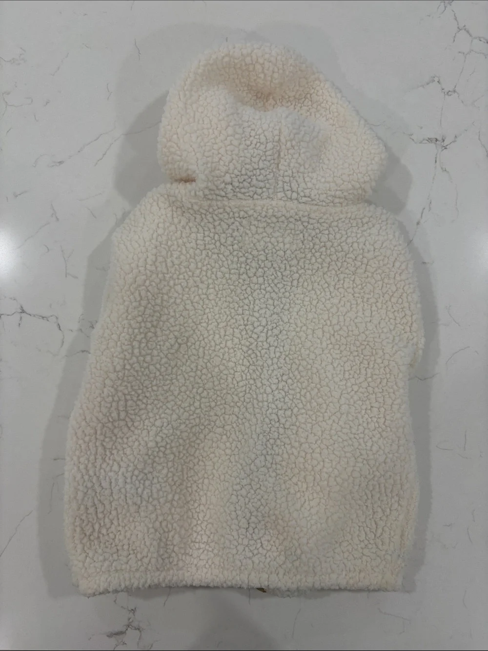 Old Navy Cream Sherpa Zip Hoodie with Tan Trim